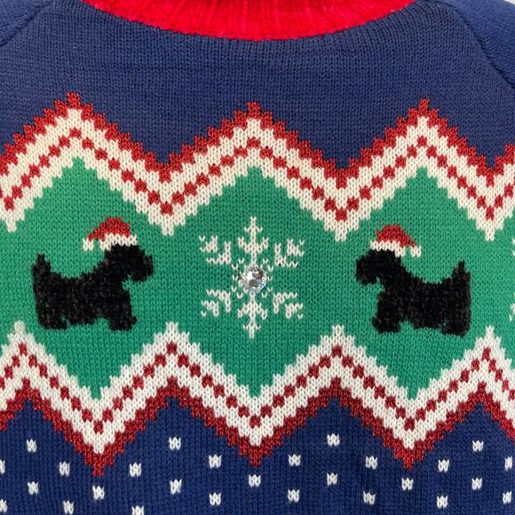 99 Jane Street Scottish Terrier Puppy Dogs Fair Isle Christmas Sweater Size M - Picture 2 of 5